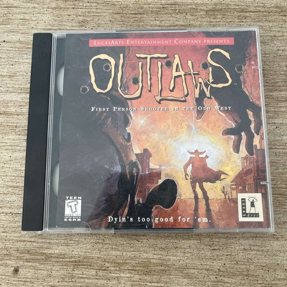 Outlaws PC Windows 95 2-CD ROM Game LucasArts 1997 Disc 1 & 2 Case